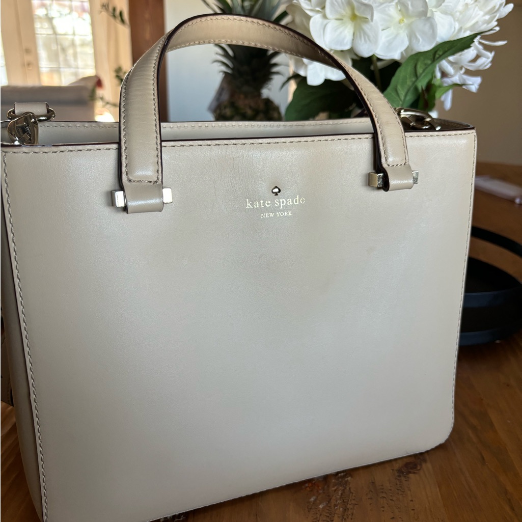 Kate Spade Cream Leather Tote Handbag